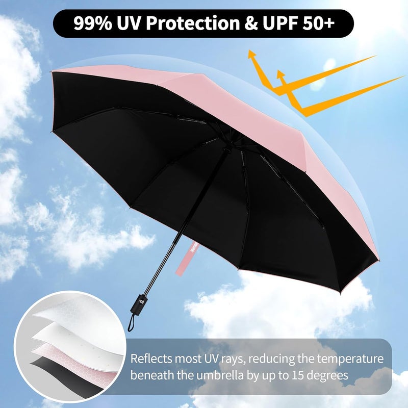 Yoobure Windproof Travel Umbrella - Automatic Umbrellas for Rain, Compact Folding Umbrella with UV Protection, Lightweight Portable Design for Backpack/Walking/Car, Sun & Storm Ready - Image 5